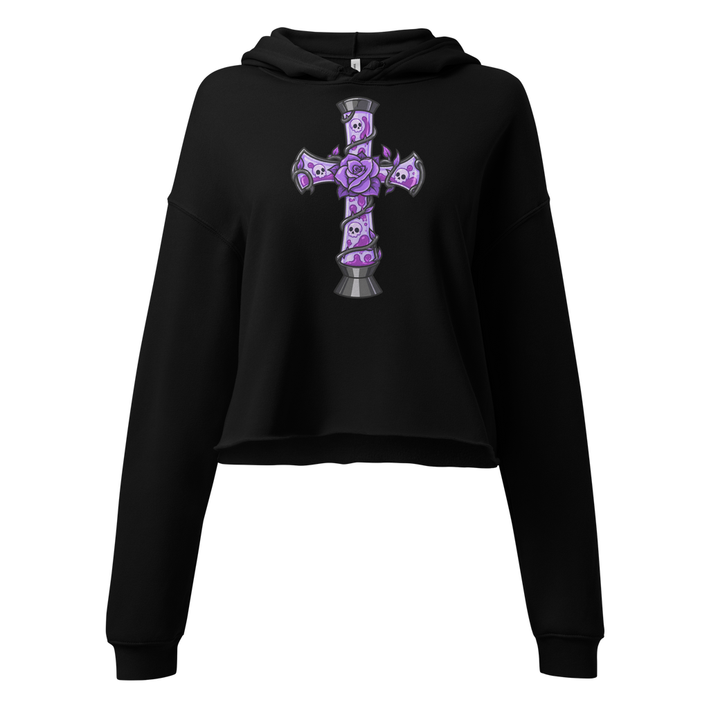 Talk Less Midnight Cross Women’s Crop Hoodie